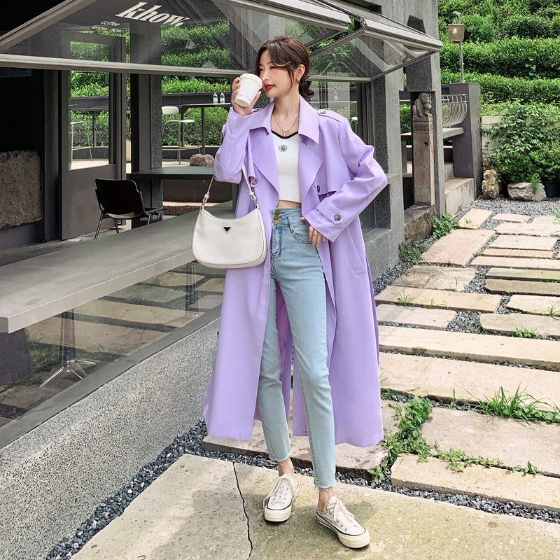 图大货已出紫色长款风衣外套087-F71-P155-K228,女装风衣,柒柒家