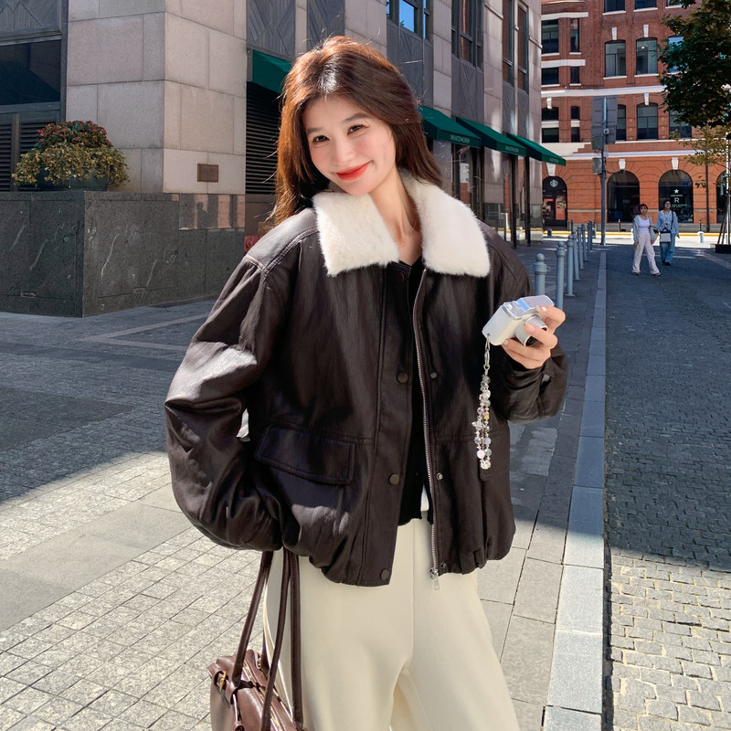 新款图大货皮衣兔绒内胆派克服棉服275-W723-P235-K338,女装派克服,柒柒家