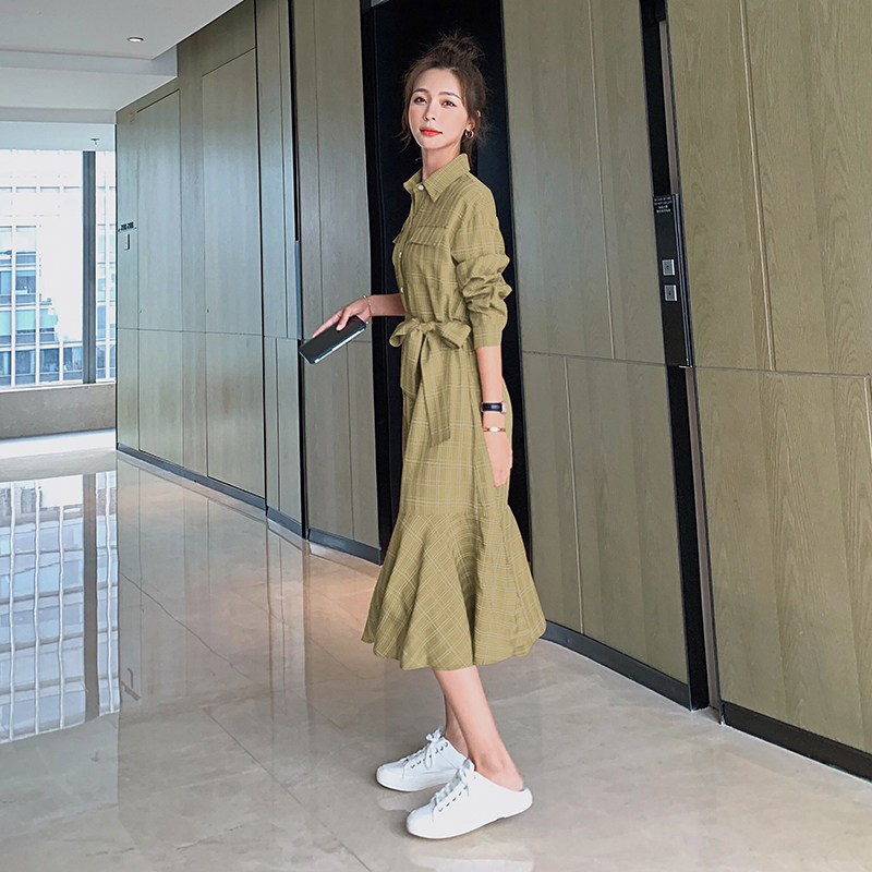 大货已出主推款格子长裙连衣裙087-Q91-P105-K158,女装连衣裙,柒柒家
