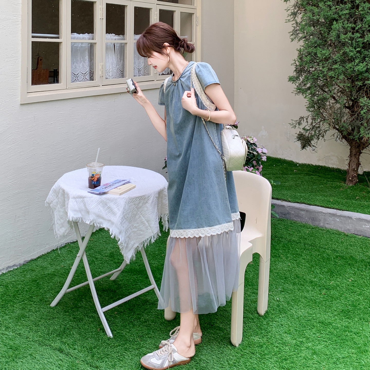 新款图大货牛仔拼接连衣裙2C525-Q576-P125-K178，女装连衣裙，柒柒家