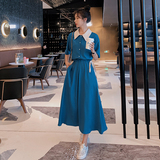 大货已出长款拼色法式连衣裙087-Q102-P105-P158，女装连衣裙，柒柒家