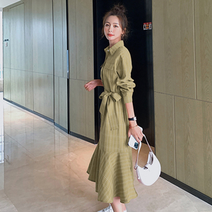 大货已出主推款格子长裙连衣裙087-Q91-P105-K158图片
