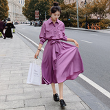 主推款大货已出长款法式紫色连衣裙087-Q120-P115-K168，女装连衣裙，柒柒家