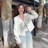 法式千金感白色小香风外套女2025春秋新款气质名媛高级感短款上衣，女装，柒柒家