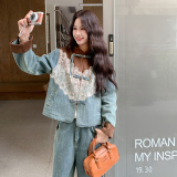 新款图大货已出牛仔拼接蕾丝新中式套装275-W812-P255-K398，女装套装/套裙，柒柒家