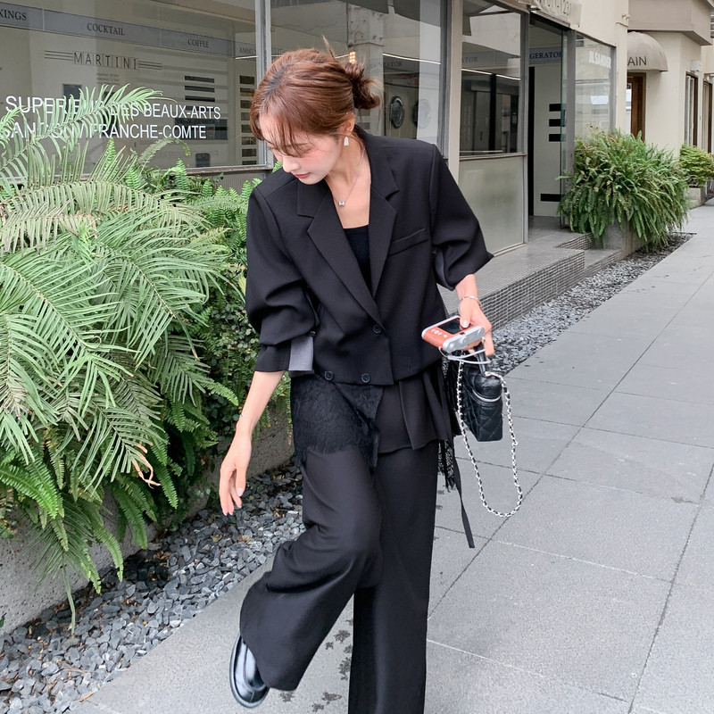 新款图大货上衣两穿个性西装套装两件套275-W813-P255-K398，女装套装/套裙，柒柒家