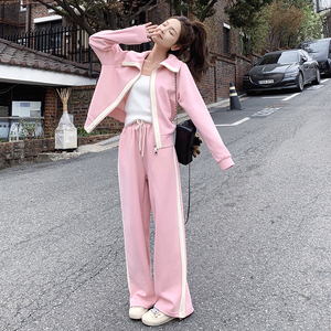 大货已出 粉色卫衣套装2件套275-T52-P175-K248,女装运动套装,柒柒家