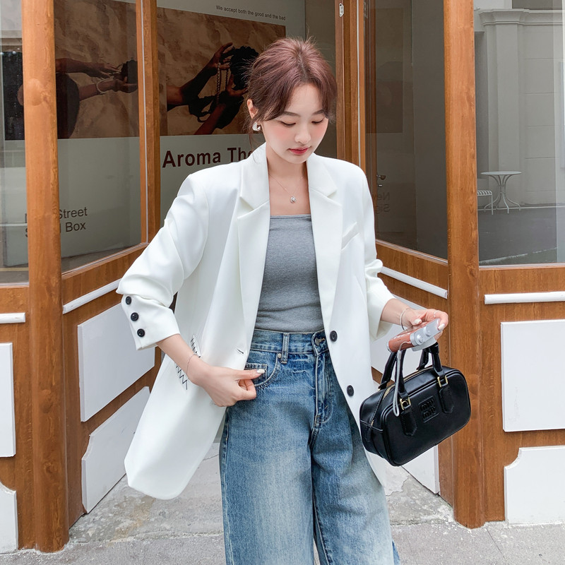 新款图大货白色西装外套275-W805-P145-K238,女装西装,柒柒家