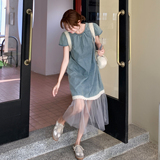 新款图大货牛仔拼接连衣裙2C525-Q576-P125-K178，女装连衣裙，柒柒家