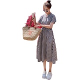 大货已出格子长款法式连衣裙087-Q112-P105-K158，女装连衣裙，柒柒家