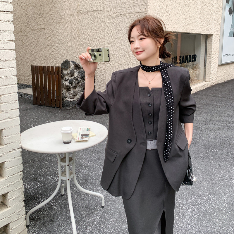 新款图大货已出西装三件套加丝巾275-W808-P275-K398,女装套装/套裙,柒柒家