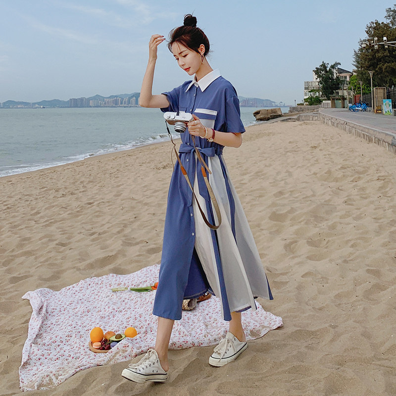 主推款大货已出长款拼色法式连衣裙087-Q106-P115-K168，女装连衣裙，柒柒家