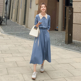 大货已出2色长款衬衣裙087-Q97-P105-K158，女装连衣裙，柒柒家