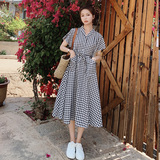 大货已出格子长款法式连衣裙087-Q112-P105-K158，女装连衣裙，柒柒家