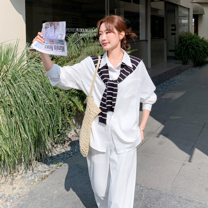 新款图大货已出衬衫两件套加披肩共三件套275-W810-P195-K318，女装套装/套裙，柒柒家