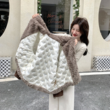 新款图大货90白鸭绒皮毛羽绒服275-M785-P295-K418，女装羽绒服，柒柒家