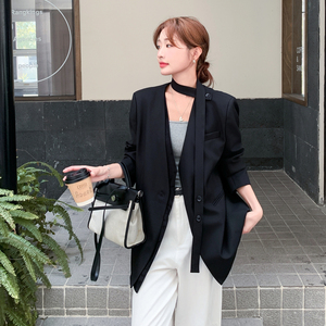 新款图 大货已出送飘带拼接西装外套275-W697-P155-K228，女装西装，柒柒家