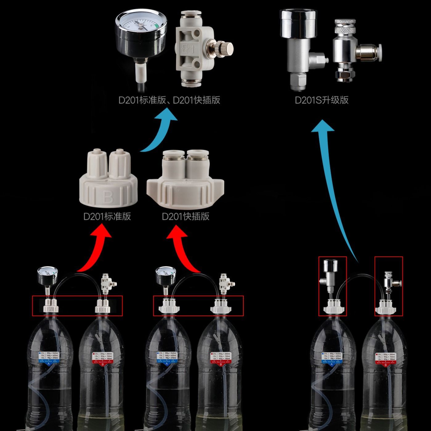 跨境跨境水族水草鱼缸配件无忧创意D201DIYCO2电磁自制二氧化碳发
