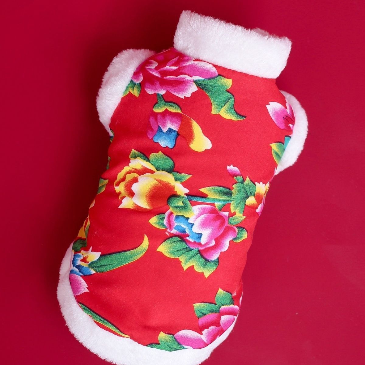 跨境秋冬季小猫咪衣服加绒保暖棉袄宠物英短布偶蓝猫网红大花棉衣