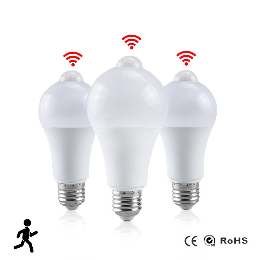 跨境人体感应LED灯泡 E27B22红外LED灯泡 12W15W18W20W宽压PIR球