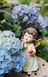 祈祷飞吻天使摆件花园艺架造装饰欧式人物桌面露阳台花盆布景摆设