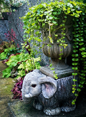 花架动物摆设个性花摆件复古做旧幼儿园阳台民宿布景户外凳子装饰