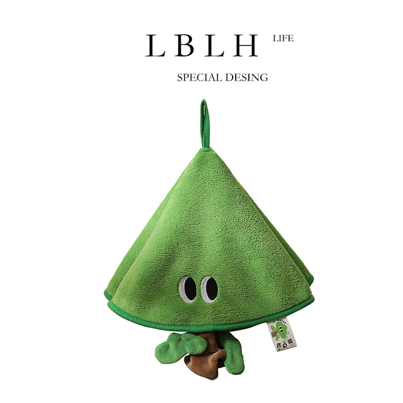 LBLH'S LIFE.圆形珊瑚绒擦手巾加厚吸水速干毛巾厨房浴室两用巾