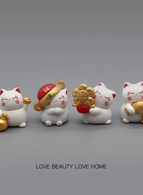 好无聊！许愿招财猫贵陪你上班治愈系情绪稳定桌面装饰品解压摆件