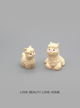 好无聊！超萌可爱羊驼治愈心情电脑桌面日式工位办公桌小摆件装饰