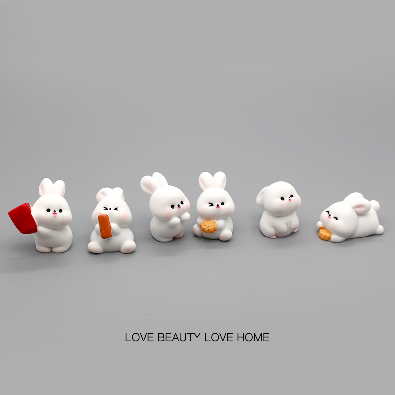 好无聊！摆几只中秋小兔子伤治愈电脑桌面日式工位办公桌小摆件