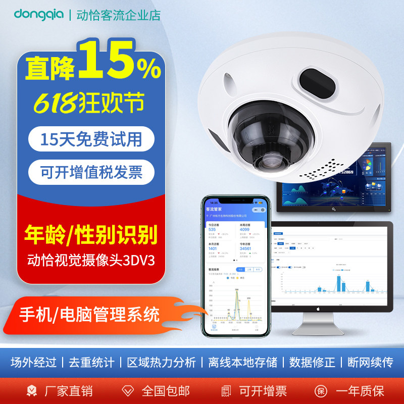 去重客流量计数器人数统计摄像机监控系统门店商场商业步行街商圈