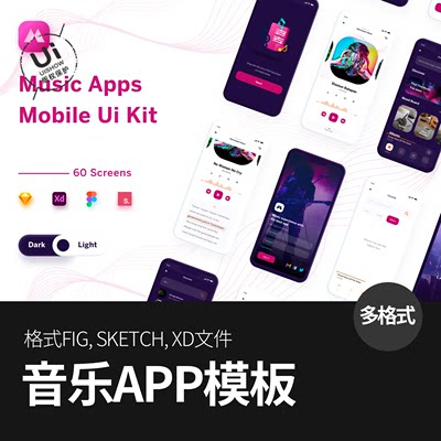 音乐流媒体视频播放器APP软件界面sketch/figma/xd设计ui模板素材