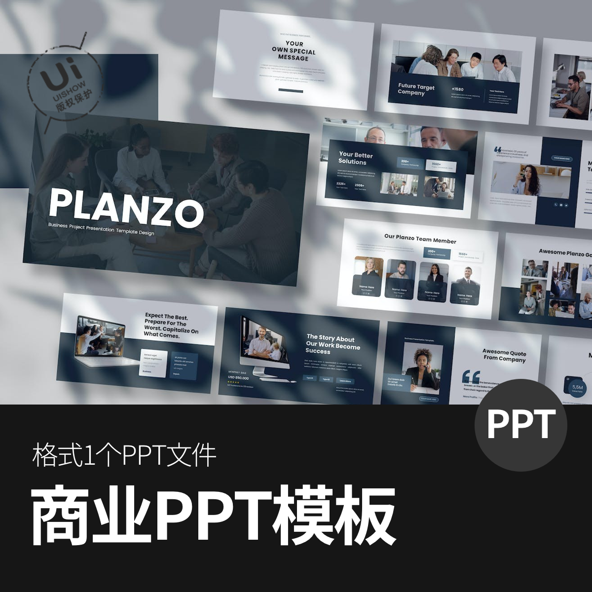 商业公司企业业务团队计划销售高级简约创新PPT演示文稿模板素材 商务/设计服务 设计素材/源文件 原图主图