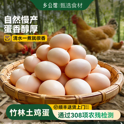 乡公馆竹林蛋正宗农家散养土鸡蛋新鲜真农村柴笨草鸡蛋生鲜旗舰店