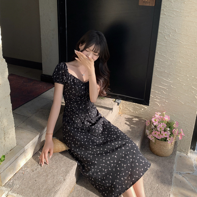 小个子基础款！碎花连衣裙女