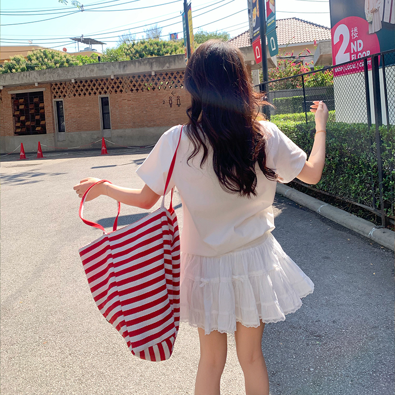 熙家自制 月光芭蕾 白色半身裙女2025新款蕾丝蛋糕短裙女春夏气质