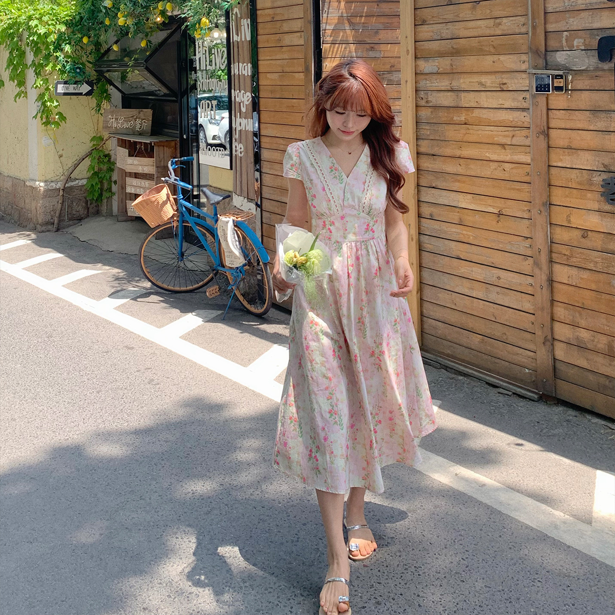 田园碎花裙2025新款小个子