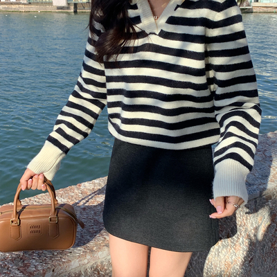 熙家小个子半身裙女冬装打底裙醋酸含内衬A字短裙黑色毛呢磨毛裙