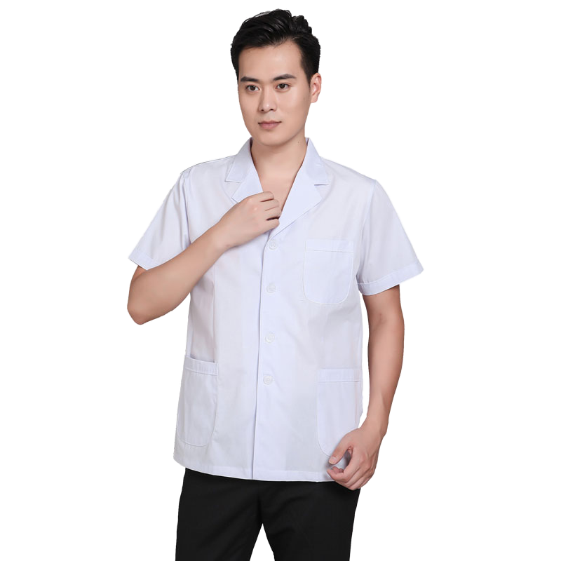 贝缇奴白大褂短款男医生小褂上衣短袖薄款蓝色口腔医师长袖工作服