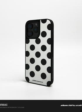 TUTUCASE｜原创设计 黑框全包 镜面手机壳 黑色波点 M005