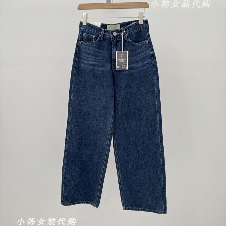 韩国进口女装PROJECT SALT代购2025秋季新款直筒高腰宽松牛仔裤