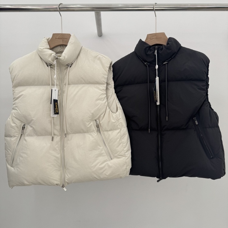 韩国进口UNDERSON女装代购2025冬季立领净色无袖羽绒服马甲外套