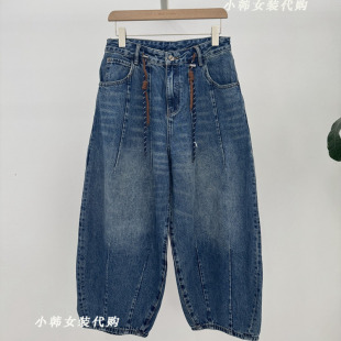 直筒八分弯刀高腰牛仔裤 韩国Gent 2025秋款 进口代购 22687 Lady女装