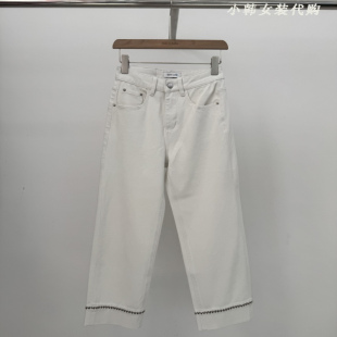 2025秋简约直筒米白色九分牛仔裤 代购 22828 Lady女装 韩国进口Gent