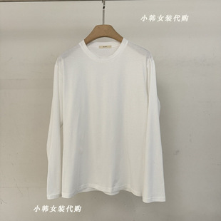 百搭长袖 欧洲站韩国进口女装 新款 代购 宽松净色T恤Bu0164 2025夏季