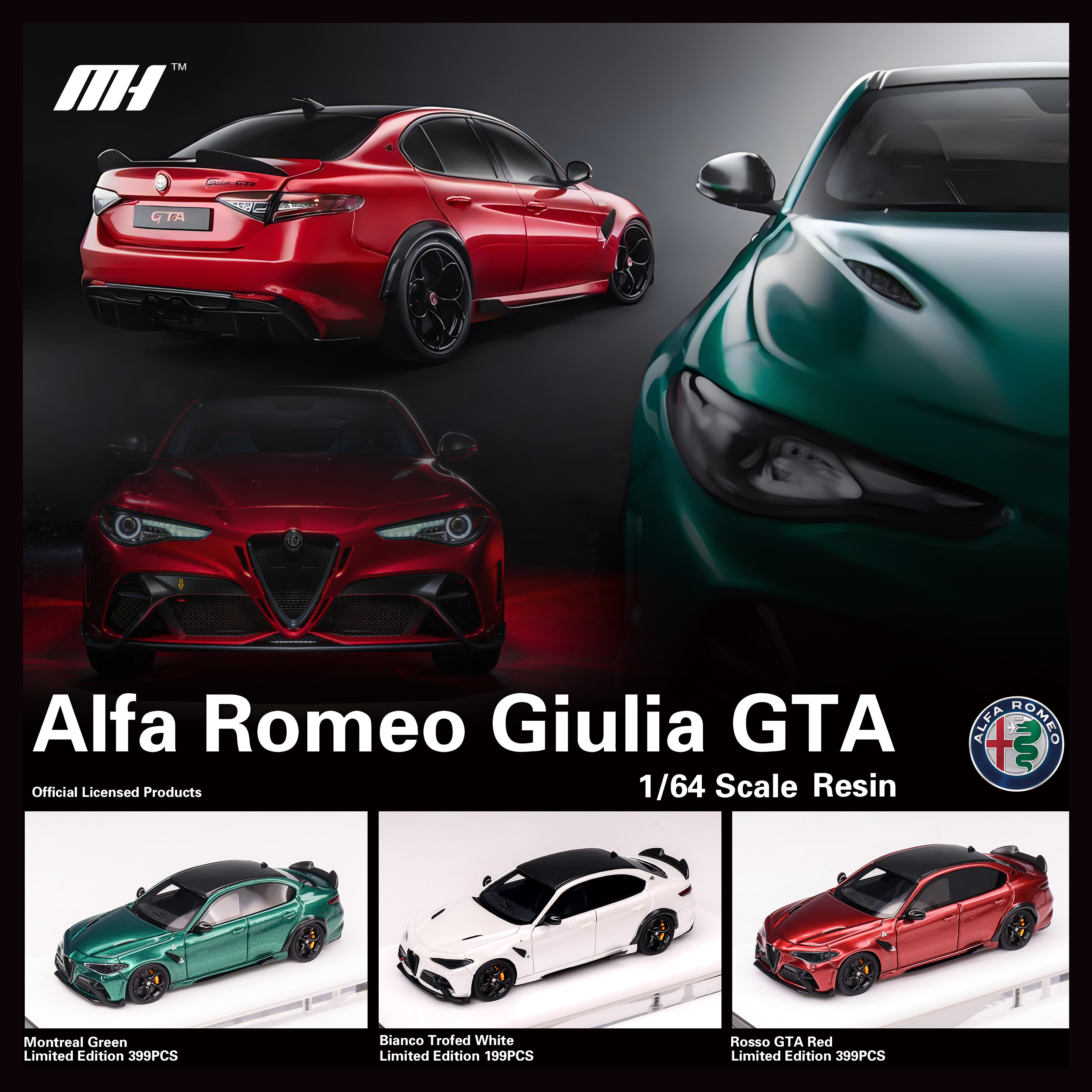 MH 1/64 阿尔法罗密欧正版授权 朱丽叶Giulia GTA 树脂汽车模型