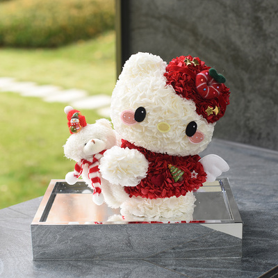 圣诞礼物hellokitty永生花哈喽kt猫礼盒凯蒂猫摆件送女友闺蜜生日