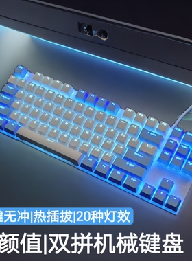 PGPN K87机械键盘87键104键青轴红轴茶轴有线电竞办公打字专用