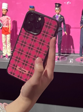 粉格子磨砂黑边壳GENTLEDRAMA原创出品