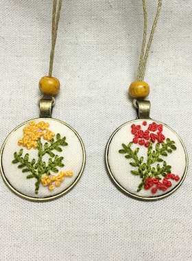 手工刺绣原创设计风可调节毛衣链